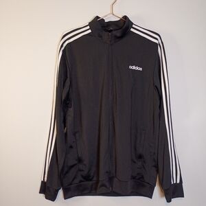 Adidas Black Track Jacket 3 Stripe Full Zip